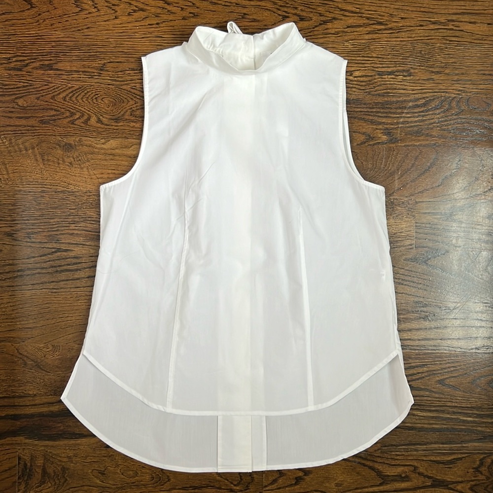 Frame Denim White Sleeveless Mock Neck Blouse